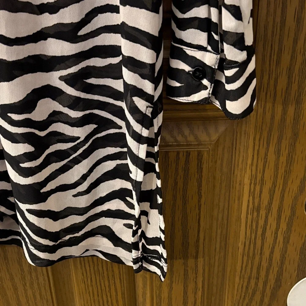 Zebra Print Mesh Button Up - Picture 6 of 9